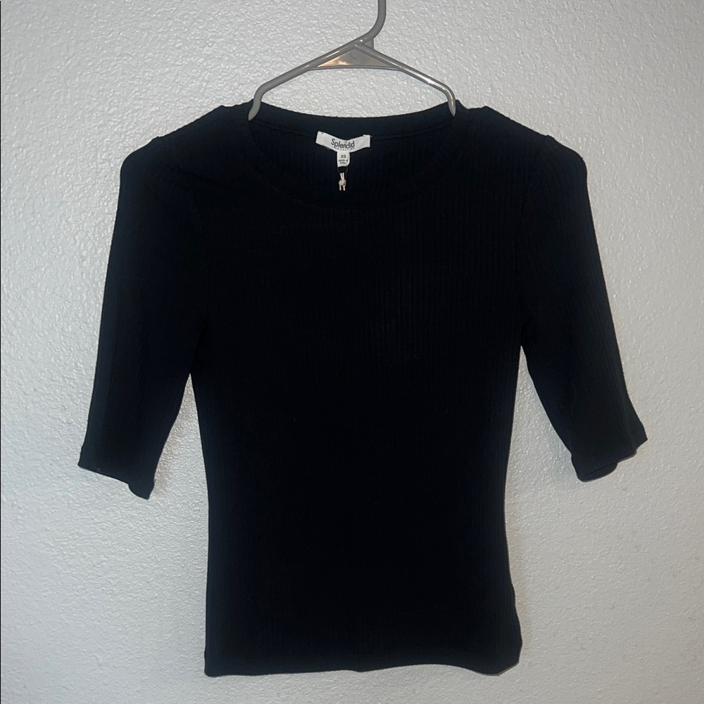 Splendid Black Ribbed Top